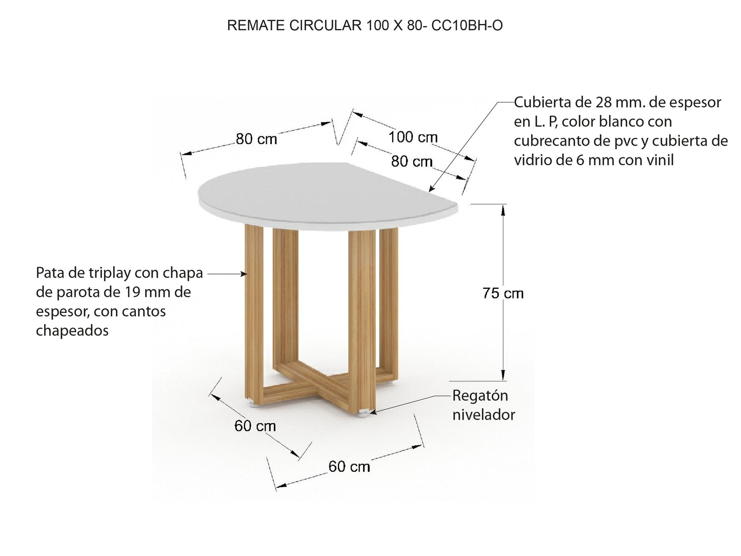 Remate Circular Bohom-Santal con Cristal Blanco