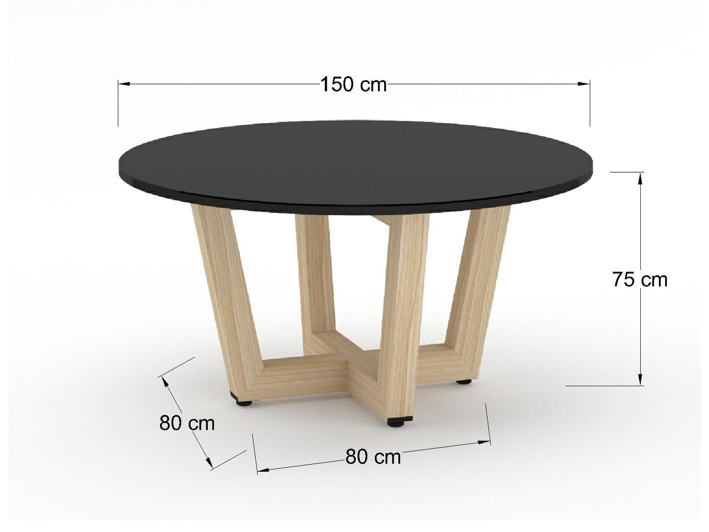 Mesa de Juntas Bok-Santal con Cubierta Negra de Cristal