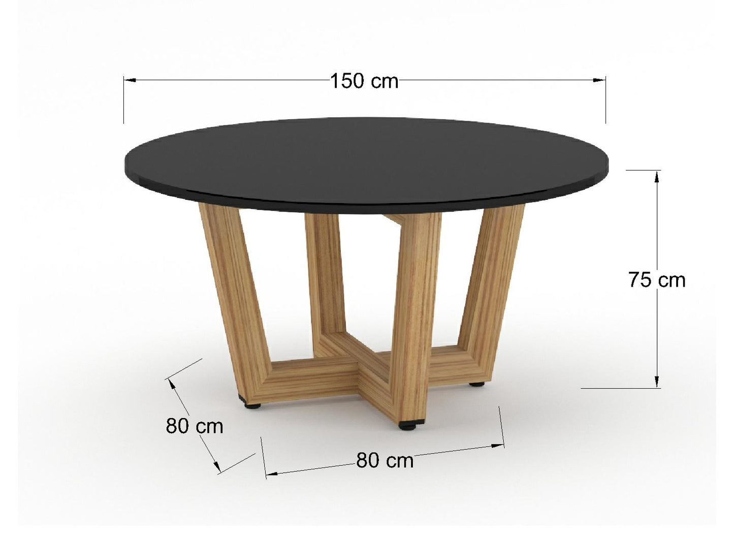 Mesa de Juntas Bok-Santal con Cubierta Negra de Cristal