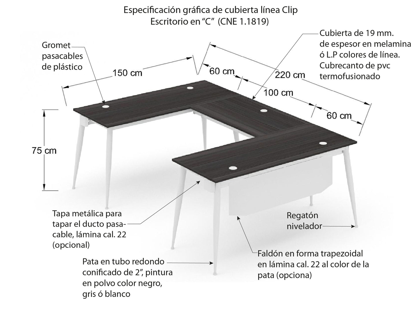 Escritorio Ejecutivo Clip Conico CNE 1.1819