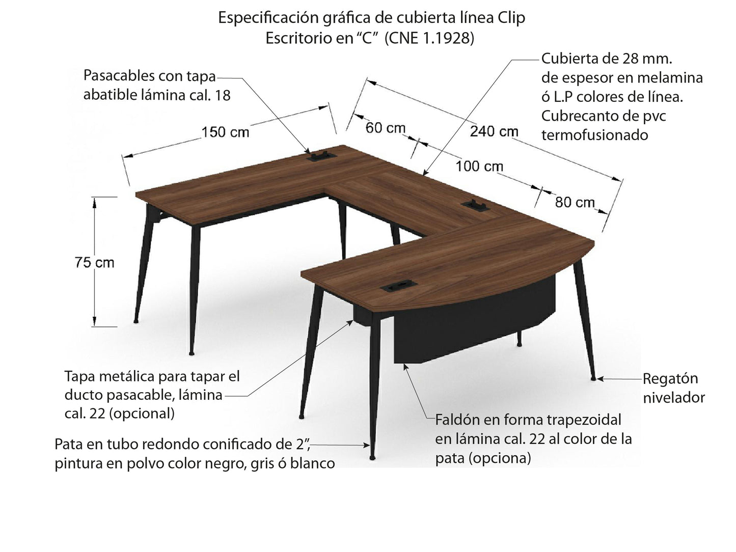 Escritorio Ejecutivo Clip Conico CNE 1.1928