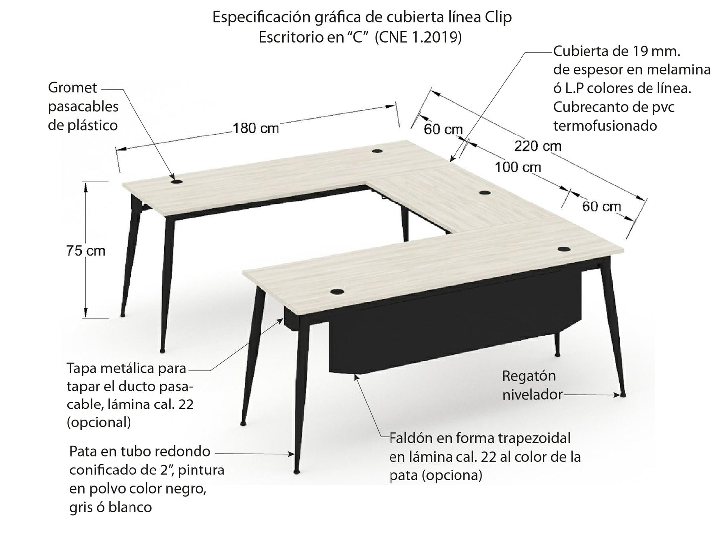 Escritorio Ejecutivo Clip Conico CNE 1.2019