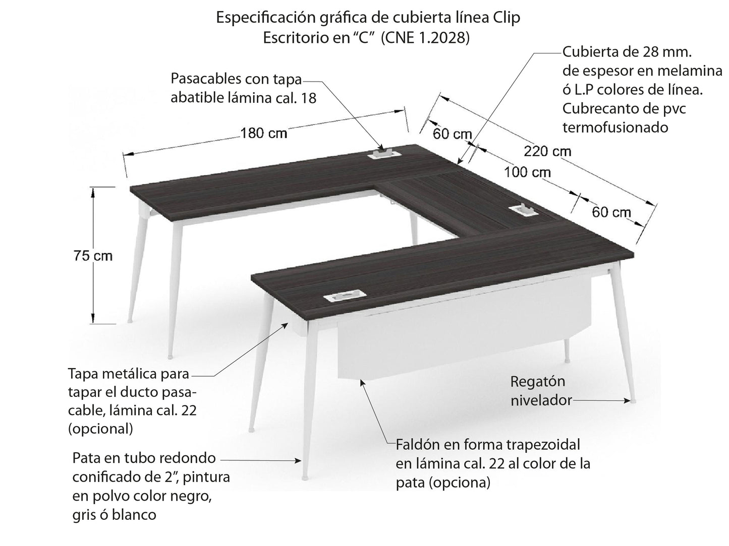 Escritorio Ejecutivo Clip Conico CNE 1.2028