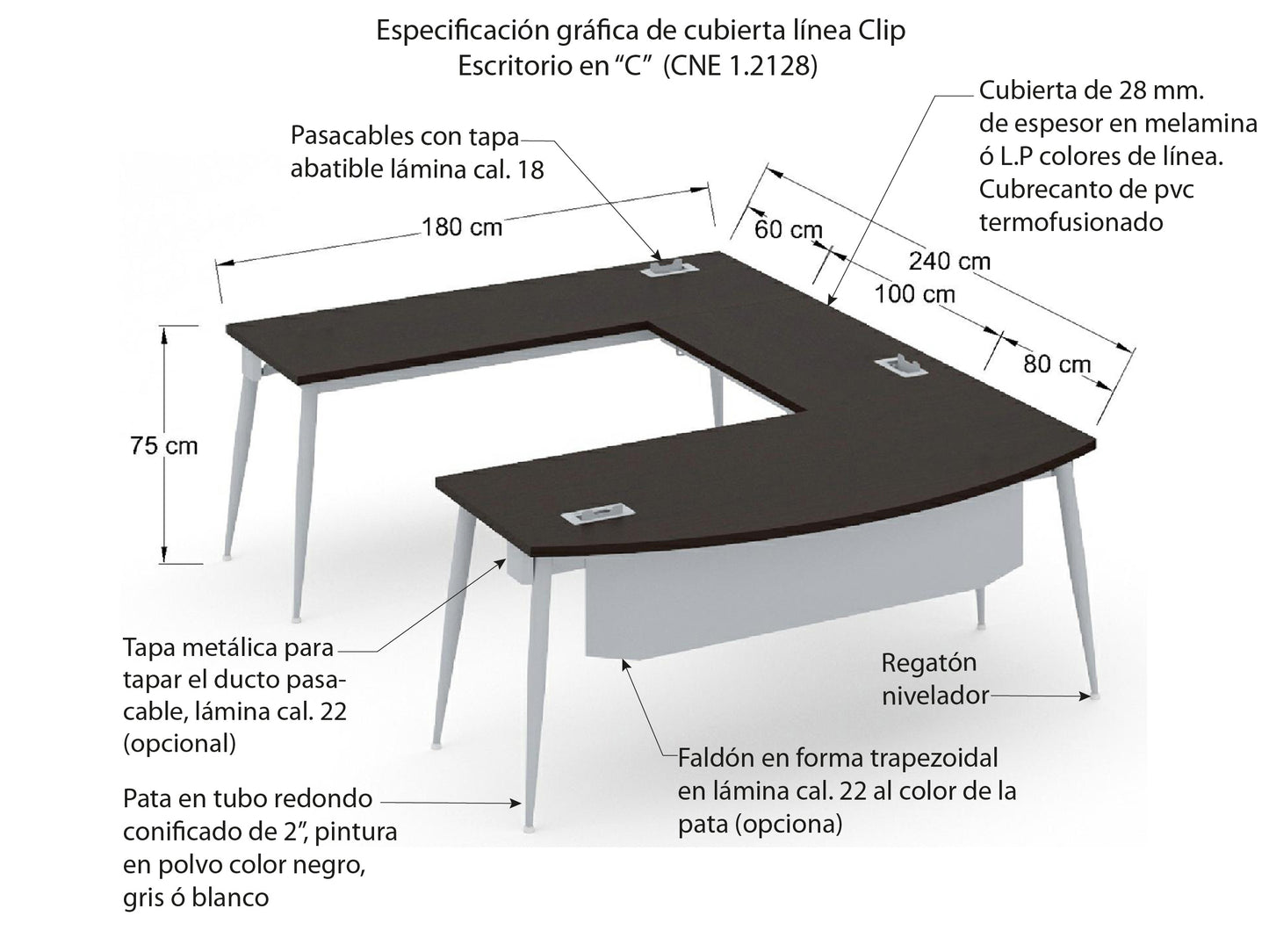 Escritorio Ejecutivo Clip Conico CNE 1.2128