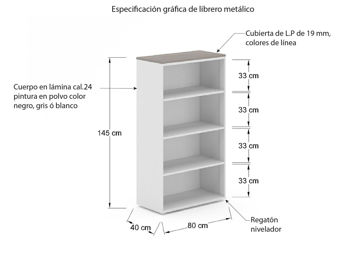 Librero Metálico Sin Puertas L3MS4