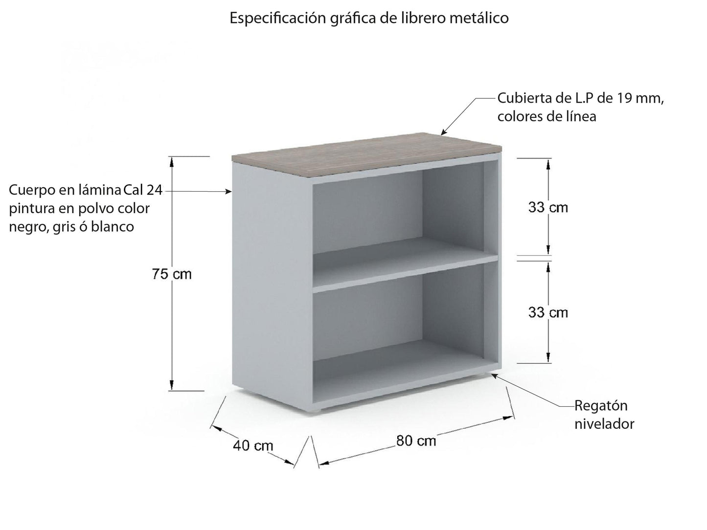 Librero Metálico Sin Puertas L1MS4