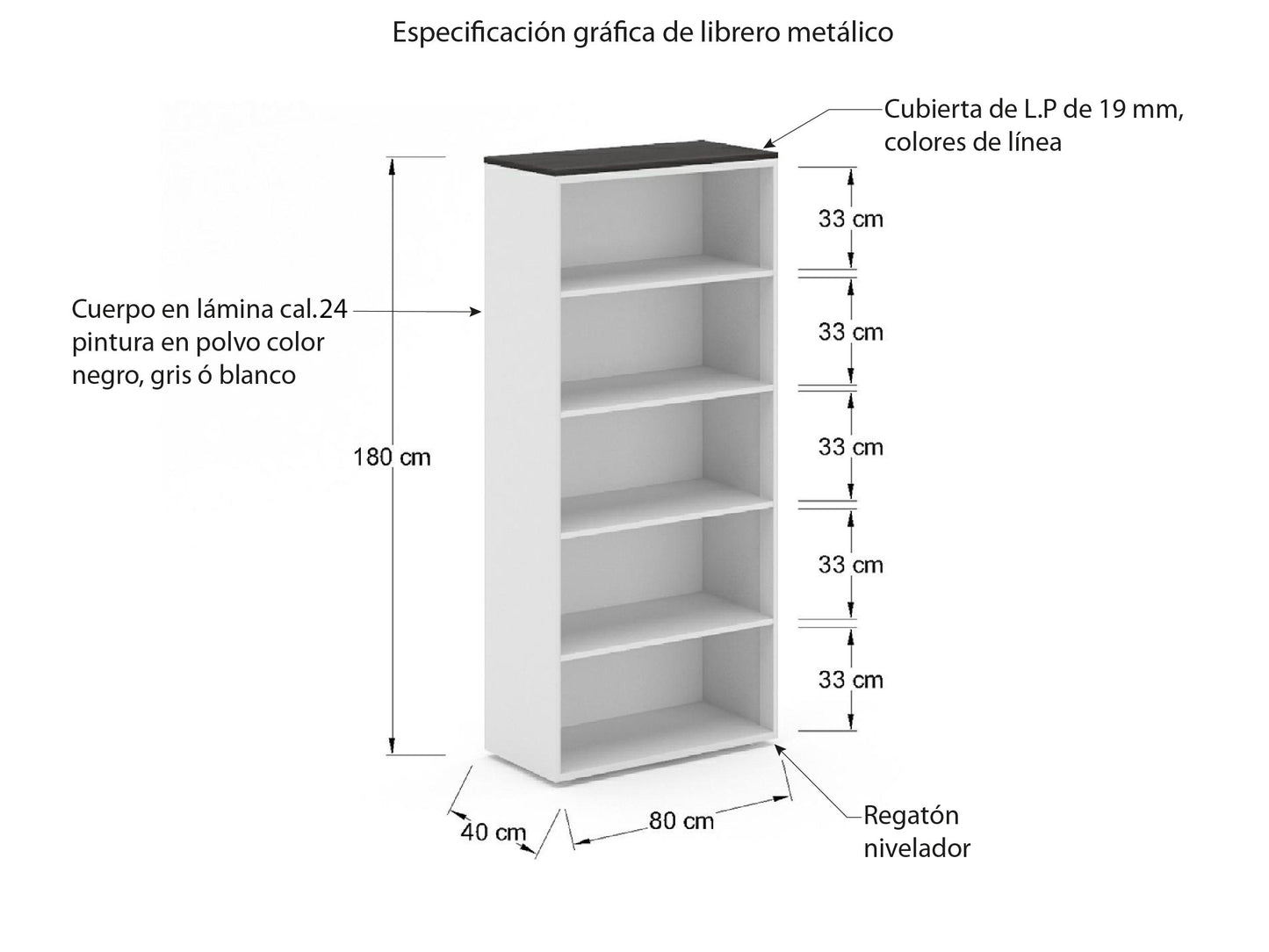 Librero Metálico Sin Puertas L4MS4