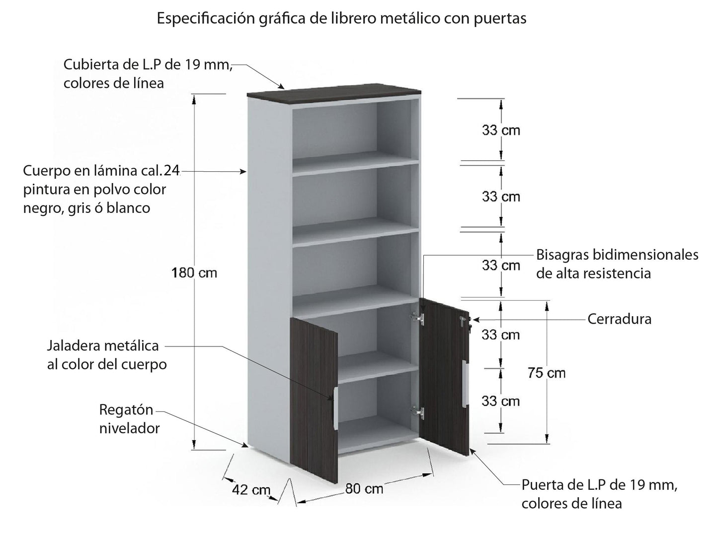 Librero Metálico Con Puertas L4ML74