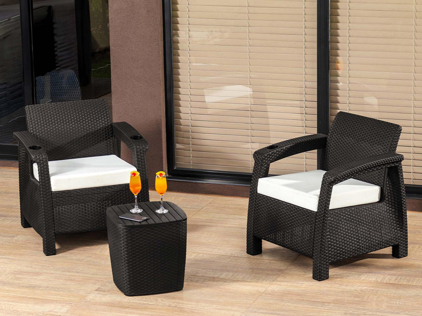 Set Tao para Exterior – Sala Lounge de 3 Piezas en Ratán Sintético