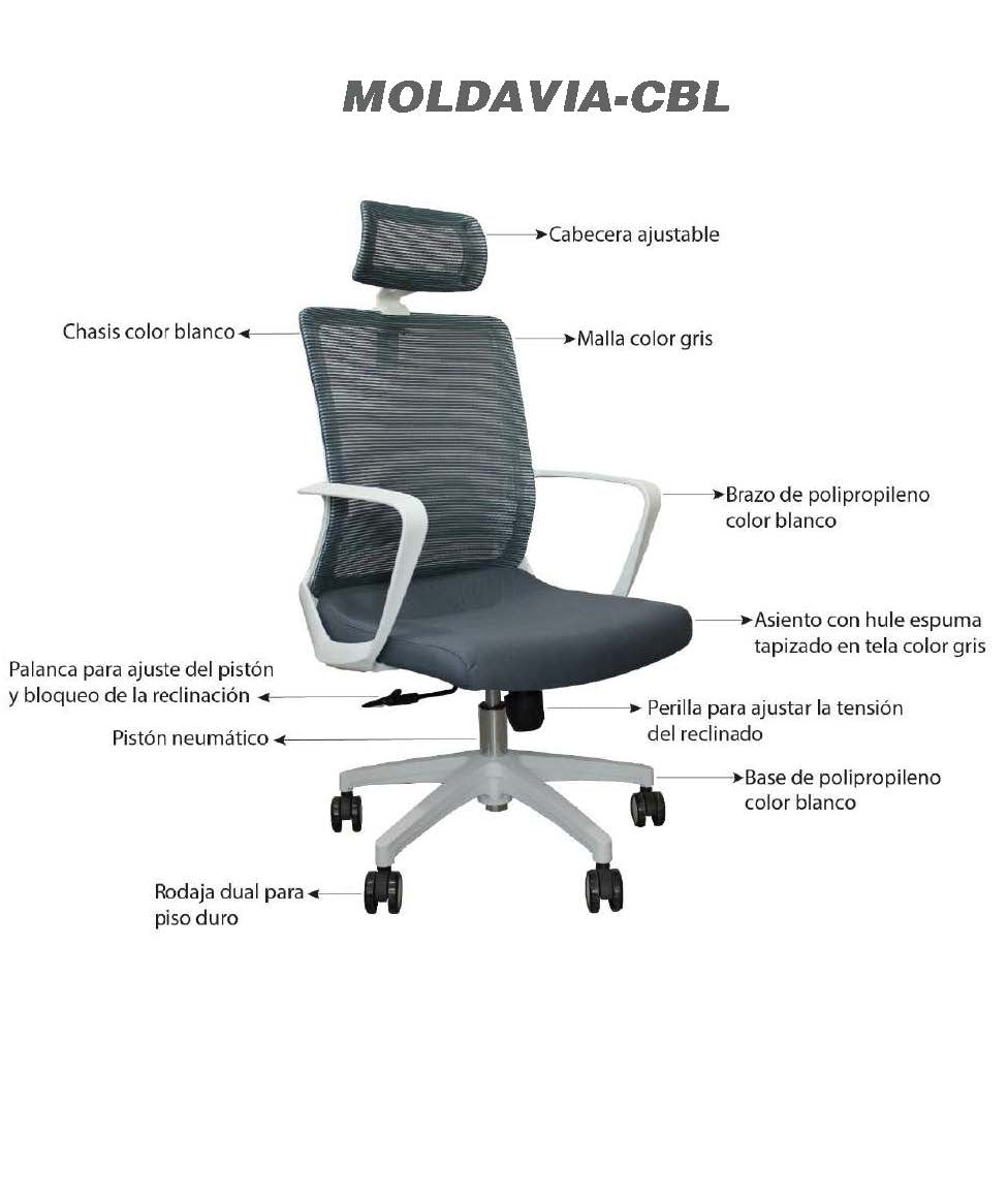 Silla Directiva Moldavia Blanca con Cabecera