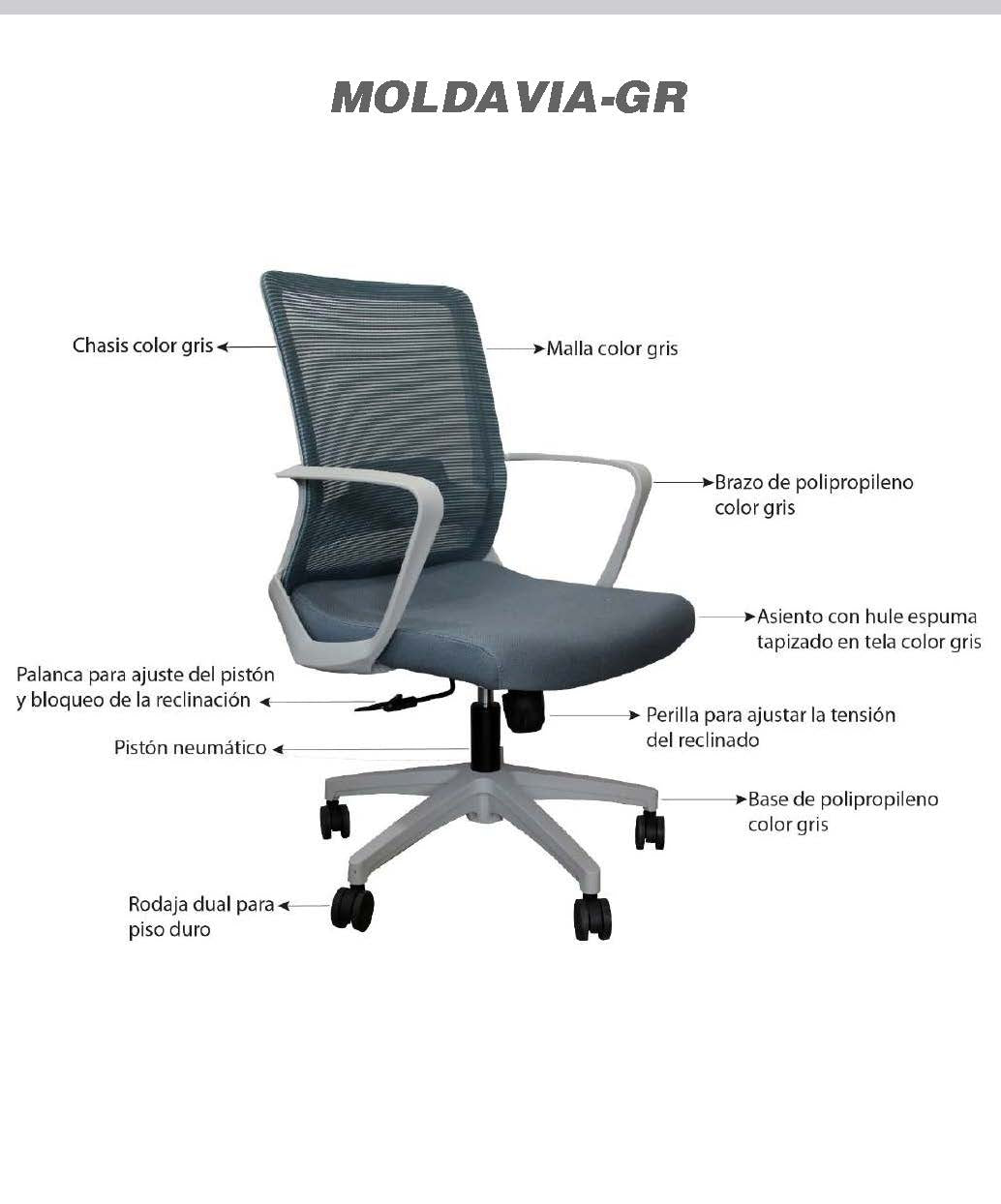 Silla Ejecutiva Moldavia Gris